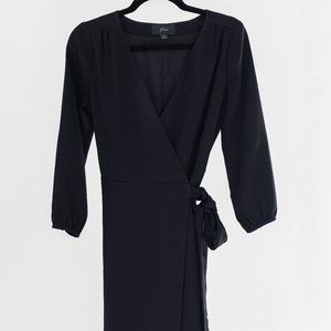 J. Crew Tie Front Wrap Dress in Black